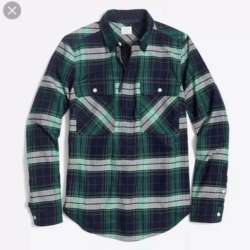 NEW J. Crew plaid shacket shirt jacket/zip up popover